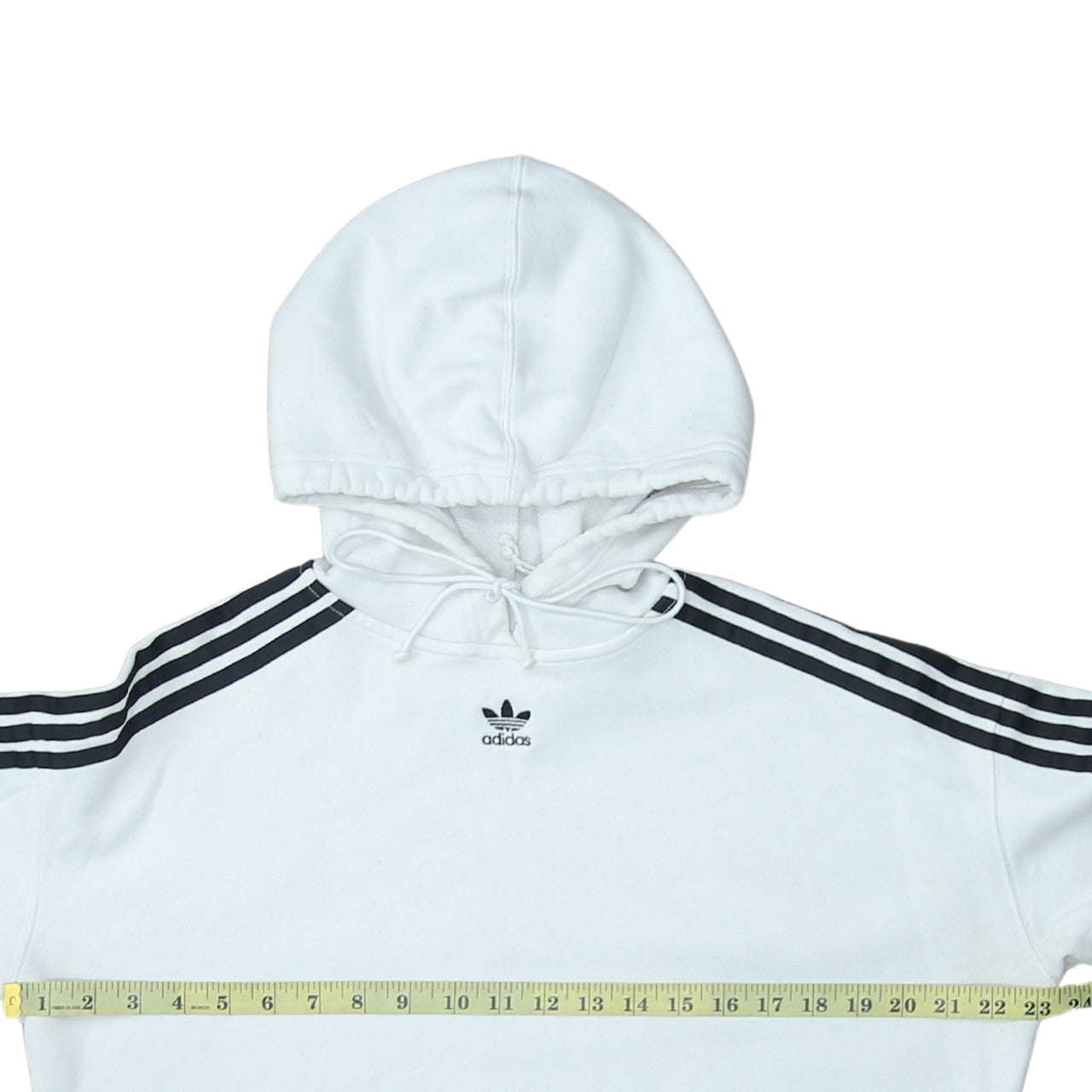 Adidas Women White Cropped Hoodie Size S Hooded Pullover
