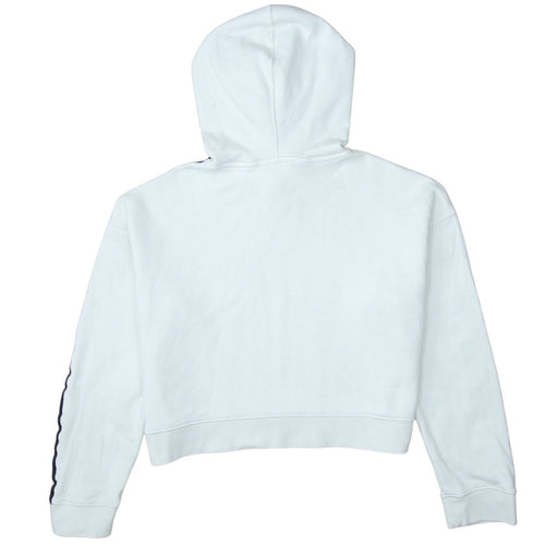 Adidas Women White Cropped Hoodie Size S Hooded Pullover