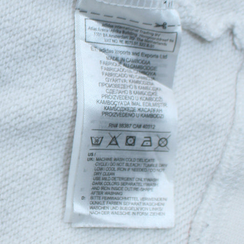 Adidas Women White Cropped Hoodie Size S Hooded Pullover
