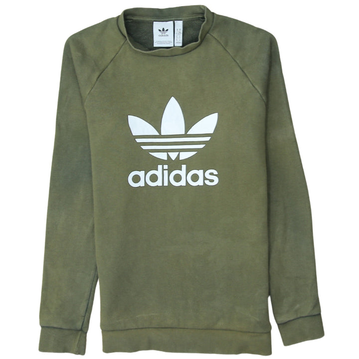 Adidas Men's Green Trefoil Logo Crew Neck Sweatshirt XS