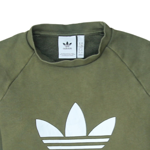 Adidas Men's Green Trefoil Logo Crew Neck Sweatshirt XS
