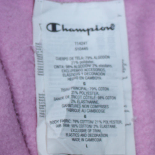 Champion Women Pink Large Pullover Hoodie Cotton Blend Casual