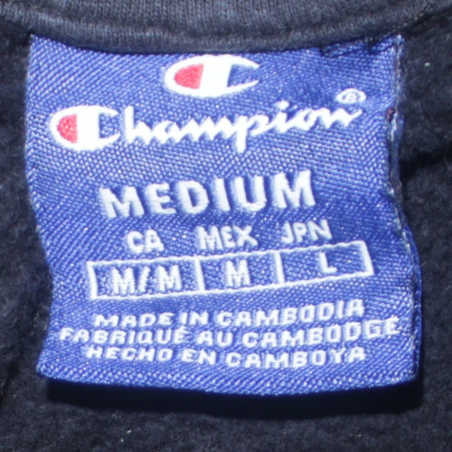 Champion Men's Black Medium Pullover Hoodie with Logo Front