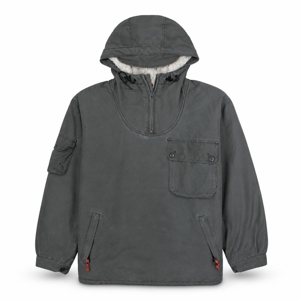 Front view of American Eagle Outfitters men’s green hooded anorak jacket, size M