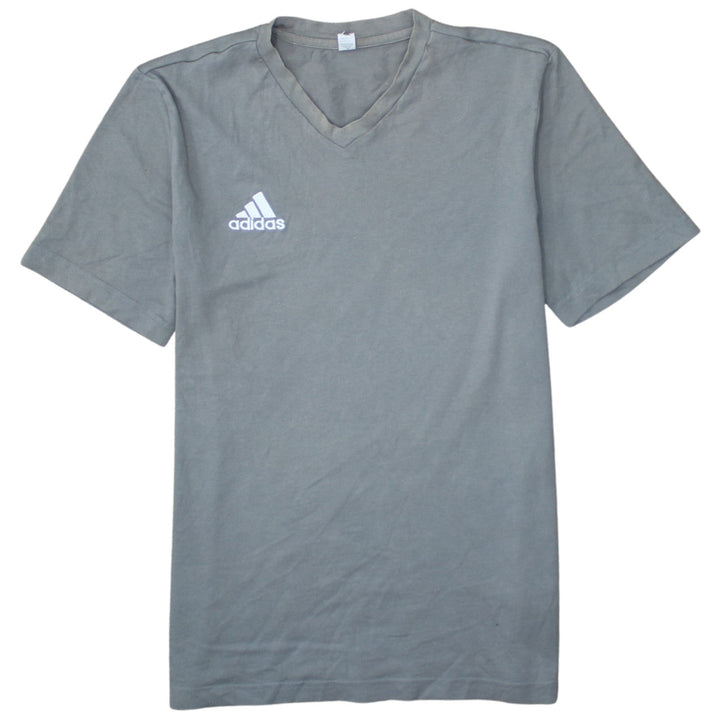 Adidas Men's Grey V-Neck Short Sleeve Cotton T-Shirt Size S