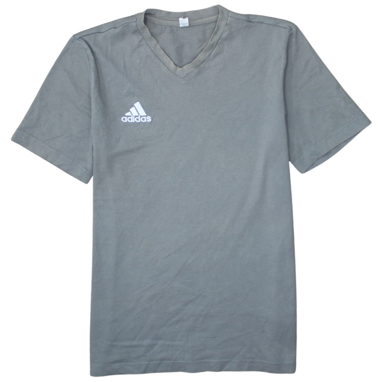 Adidas Men's Grey V-Neck Short Sleeve Cotton T-Shirt Size S
