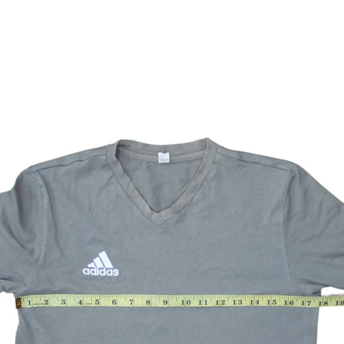 Adidas Men's Grey V-Neck Short Sleeve Cotton T-Shirt Size S