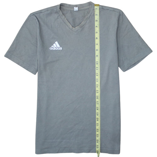 Adidas Men's Grey V-Neck Short Sleeve Cotton T-Shirt Size S