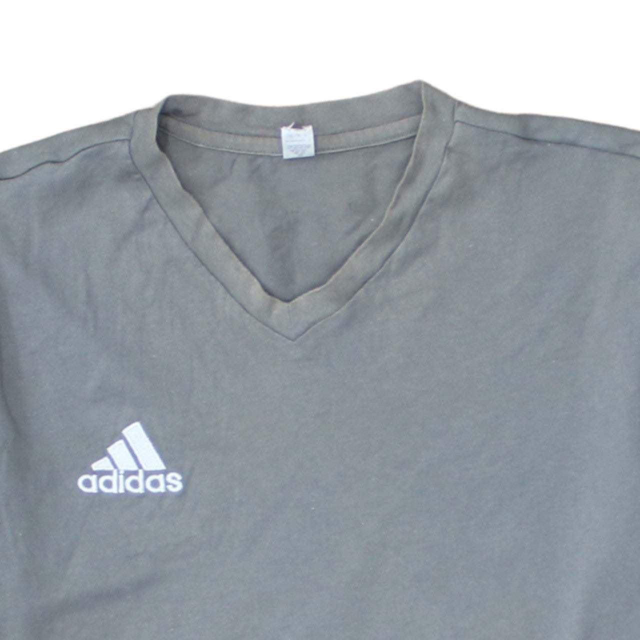 Adidas Men's Grey V-Neck Short Sleeve Cotton T-Shirt Size S