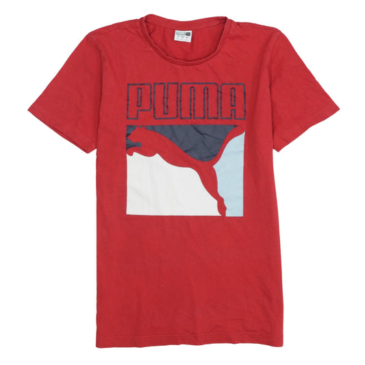 Puma Men's Red Cotton Graphic Logo Short Sleeve T-Shirt Size S