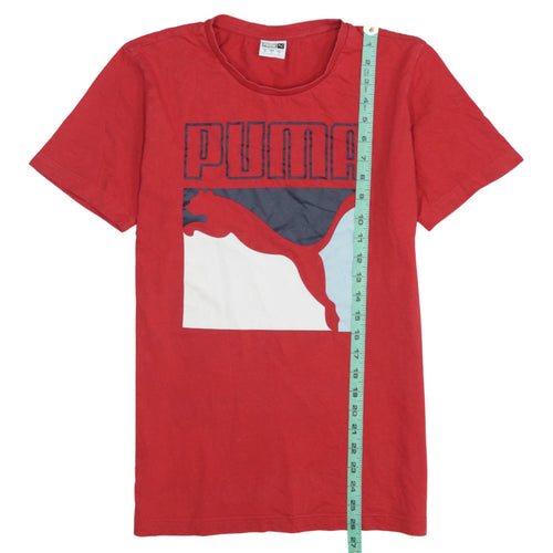 Puma Men's Red Cotton Graphic Logo Short Sleeve T-Shirt Size S