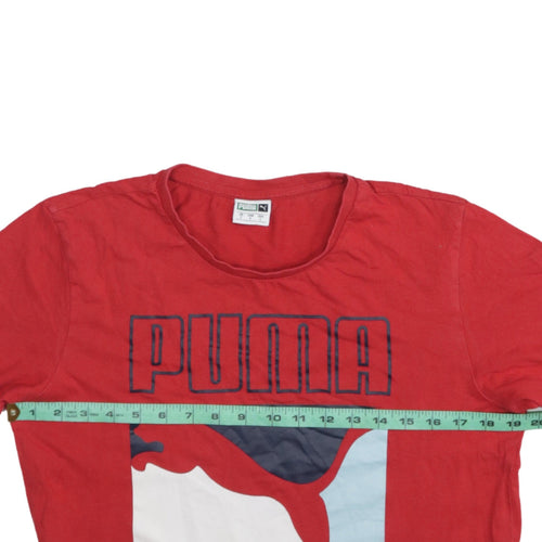 Puma Men's Red Cotton Graphic Logo Short Sleeve T-Shirt Size S