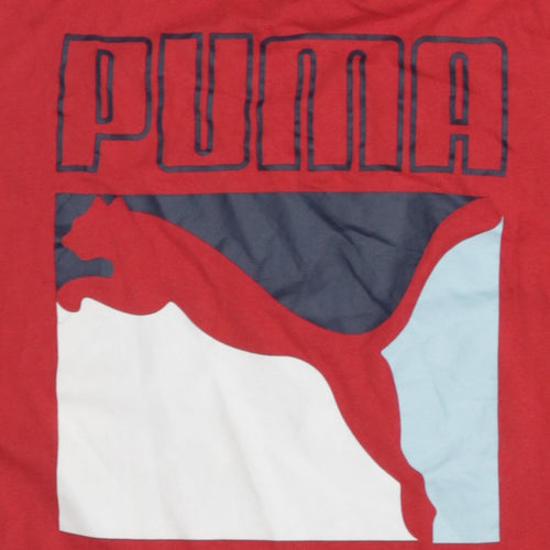Puma Men's Red Cotton Graphic Logo Short Sleeve T-Shirt Size S