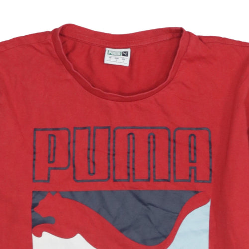Puma Men's Red Cotton Graphic Logo Short Sleeve T-Shirt Size S