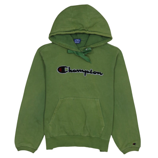 Champion Women’s Green Pullover Hoodie Size L Cotton Logo Sweatshirt