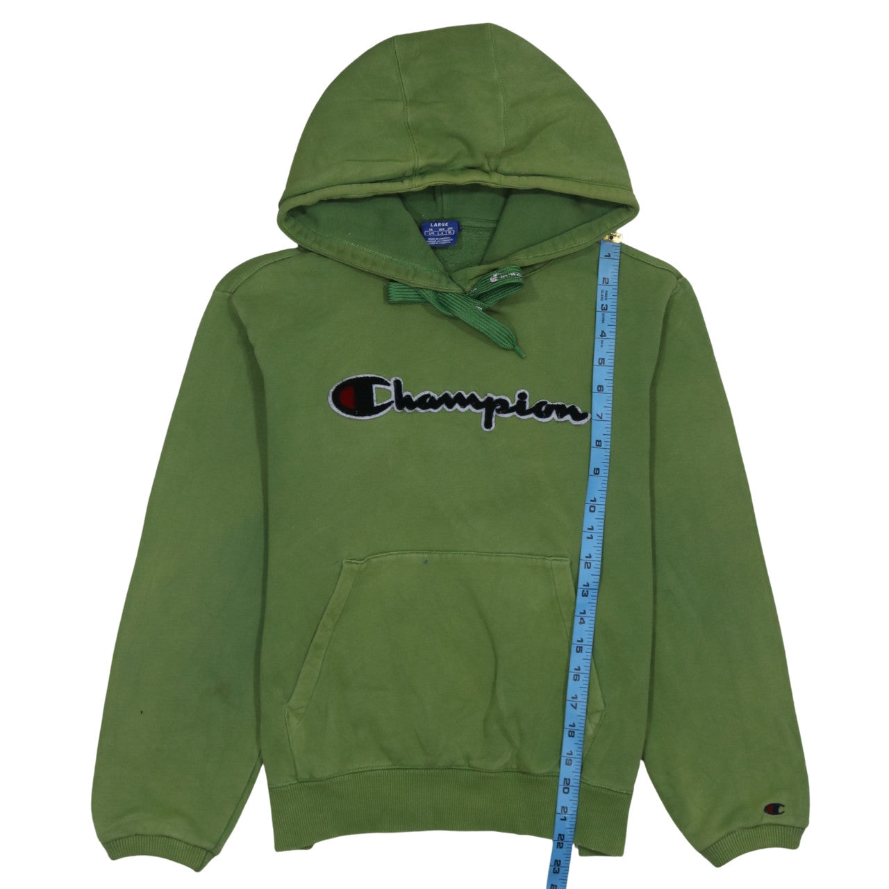 Champion Women’s Green Pullover Hoodie Size L Cotton Logo Sweatshirt