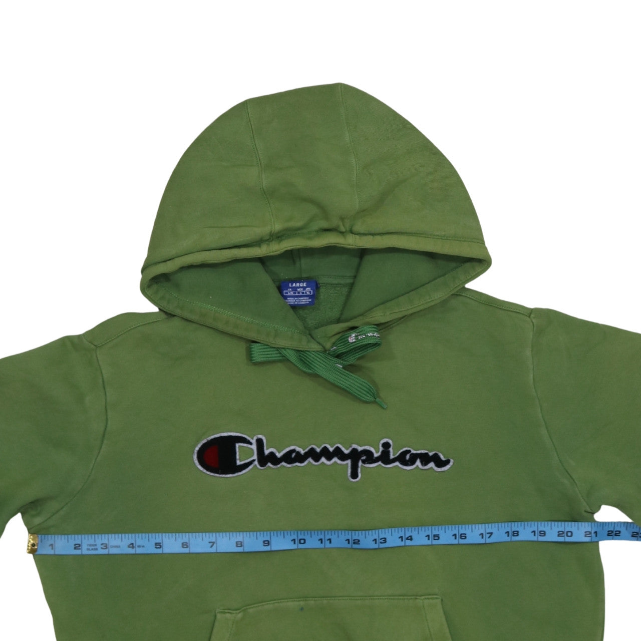 Champion Women’s Green Pullover Hoodie Size L Cotton Logo Sweatshirt