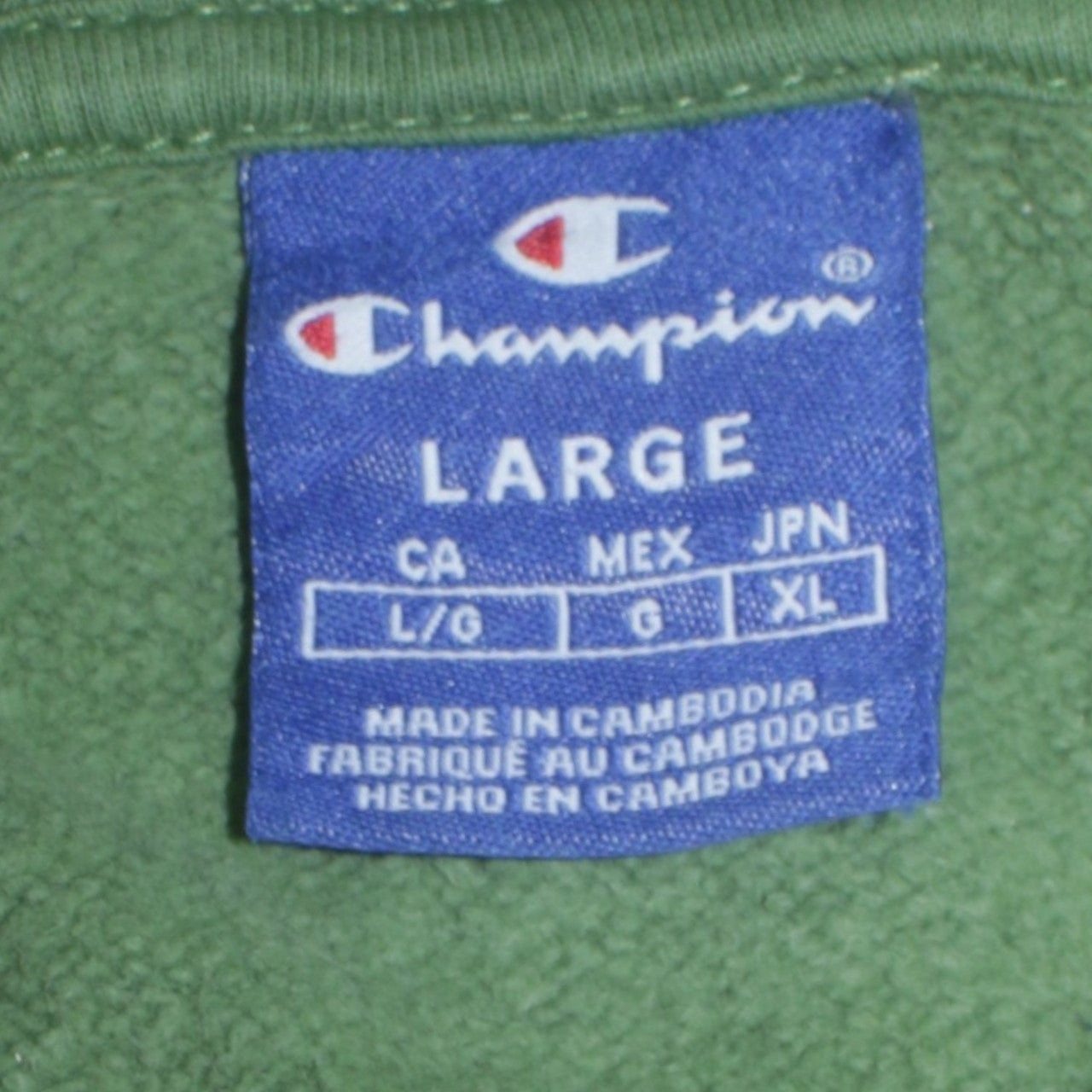 Champion Women’s Green Pullover Hoodie Size L Cotton Logo Sweatshirt