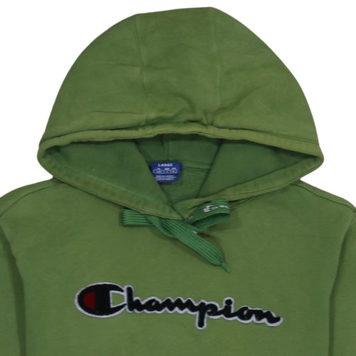 Champion Women’s Green Pullover Hoodie Size L Cotton Logo Sweatshirt