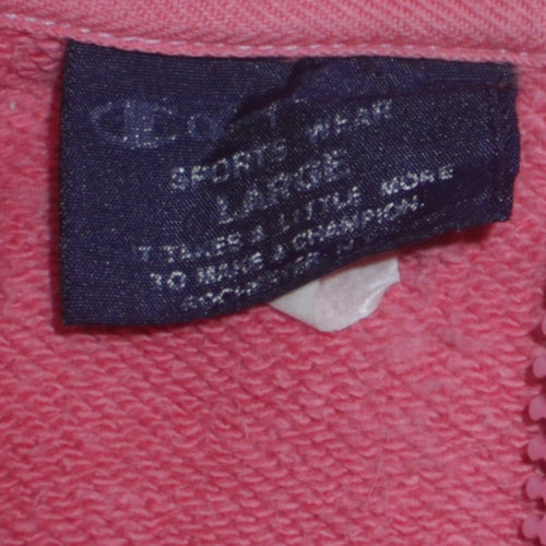 Champion Womens Pink Cotton Full Zip Track Jacket Size L