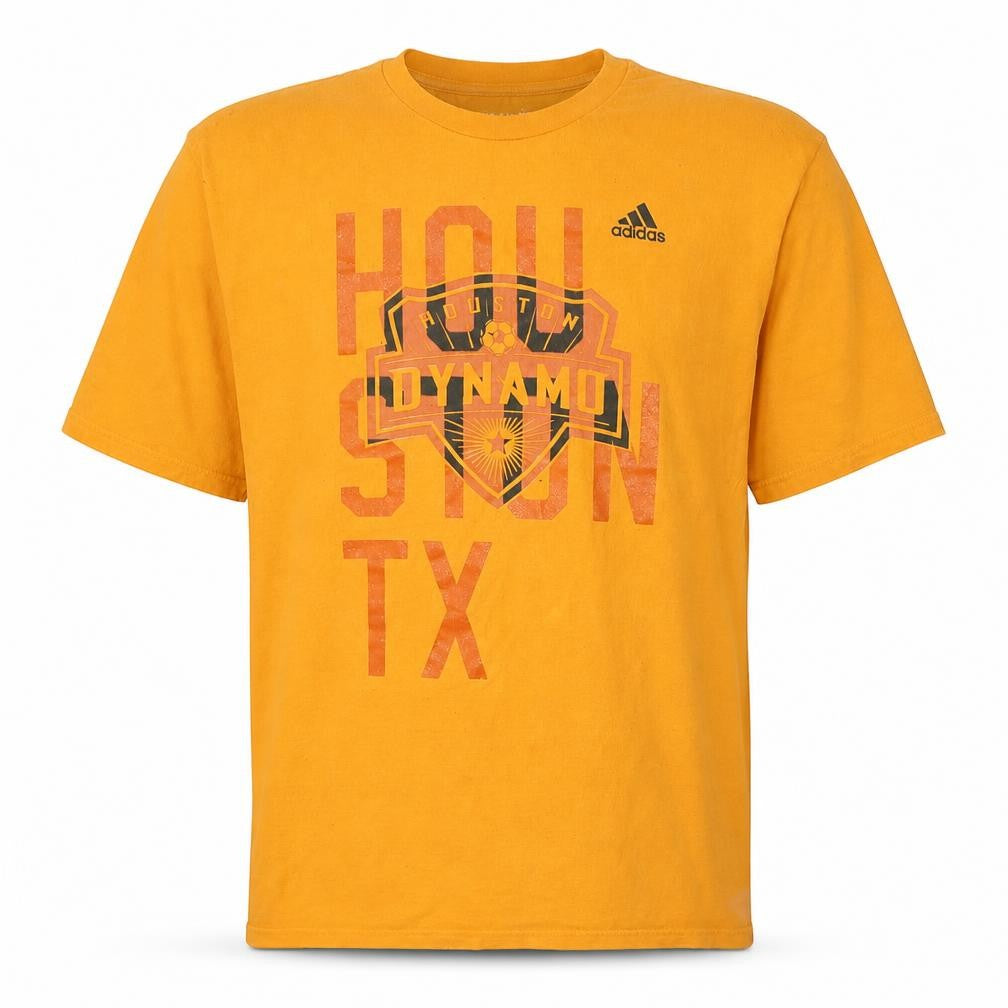 Front view of Adidas Men's Houston Dynamo Orange XL Graphic T-Shirt
