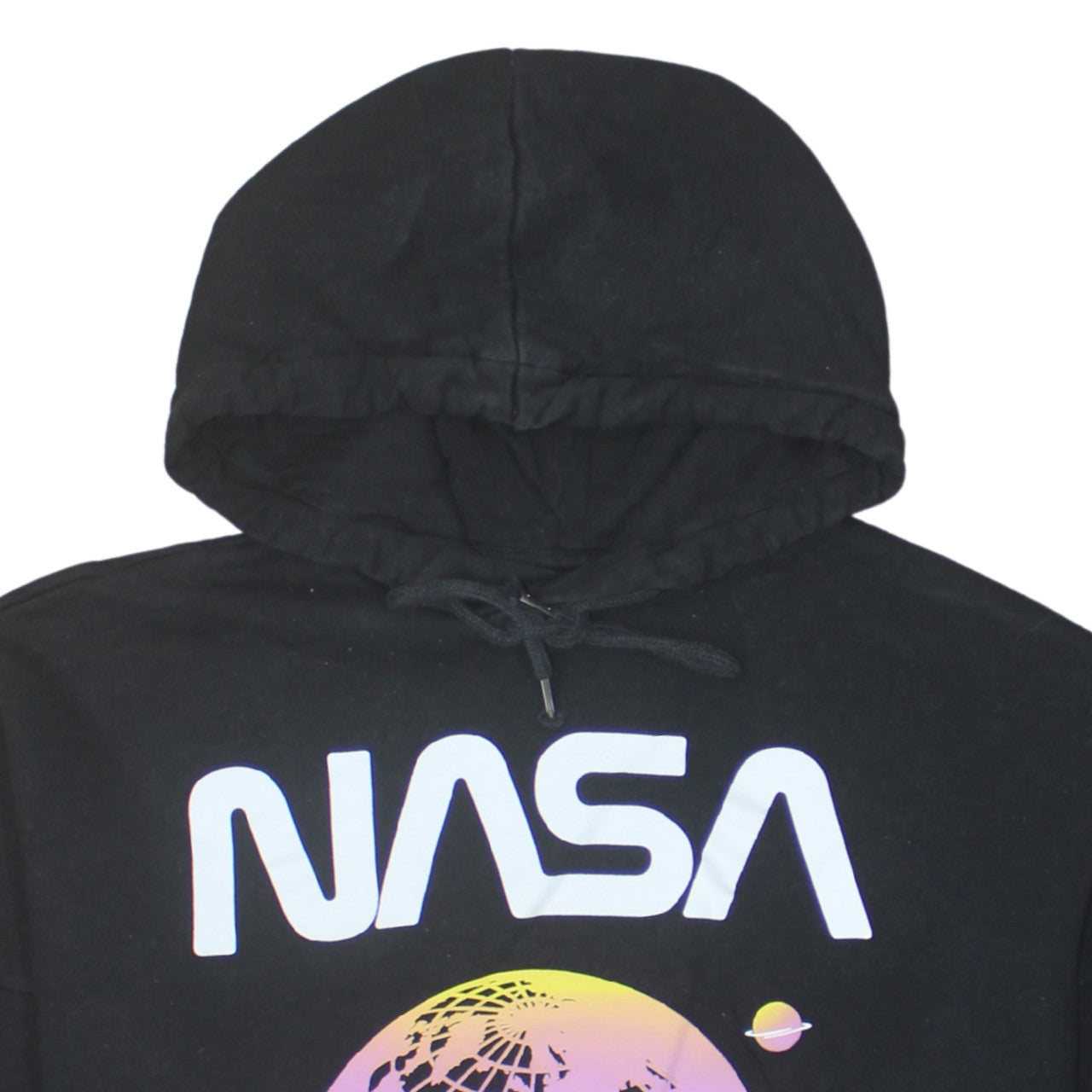 H&M Men’s Black NASA Pullover Hoodie Size S Graphic Space Logo