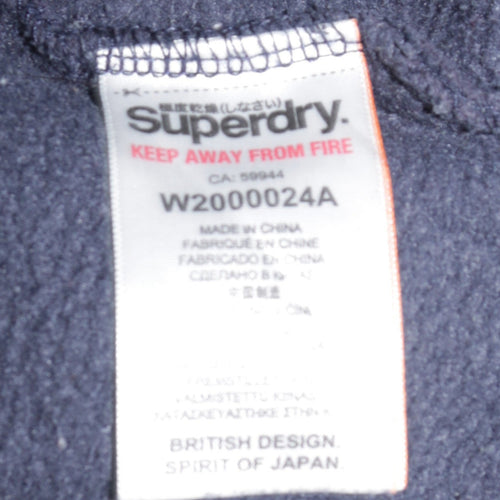Superdry Womens Blue Full Zip Hoodie UK 12 Cotton Blend Casual
