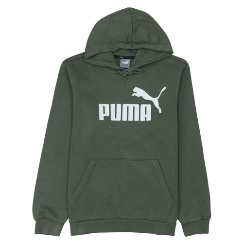 Puma Men's Green Pullover Hoodie Medium Sports Fleece Logo