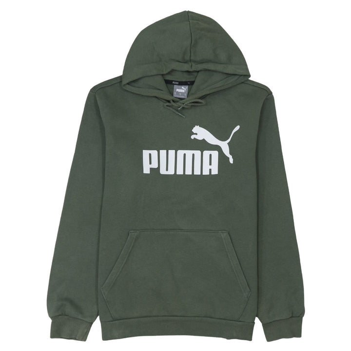 Puma Men's Green Pullover Hoodie Medium Sports Fleece Logo