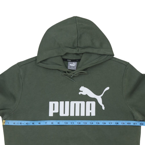 Puma Men's Green Pullover Hoodie Medium Sports Fleece Logo