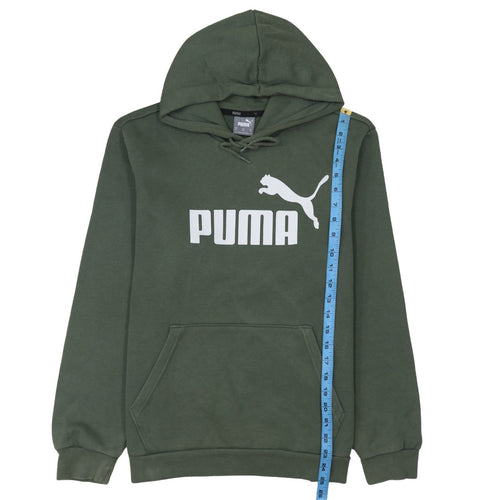 Puma Men's Green Pullover Hoodie Medium Sports Fleece Logo