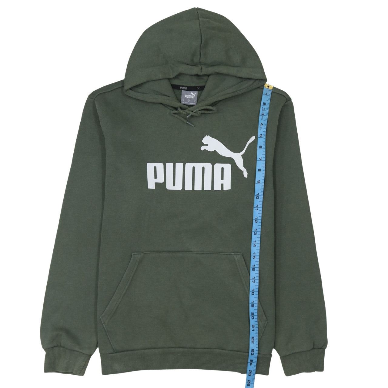 Puma Men's Green Pullover Hoodie Medium Sports Fleece Logo