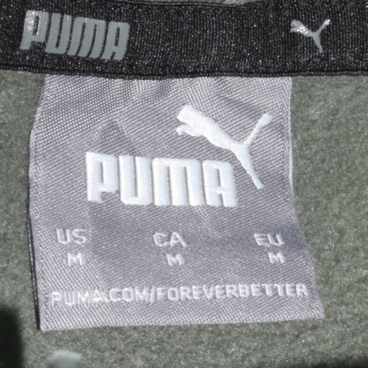 Puma Men's Green Pullover Hoodie Medium Sports Fleece Logo