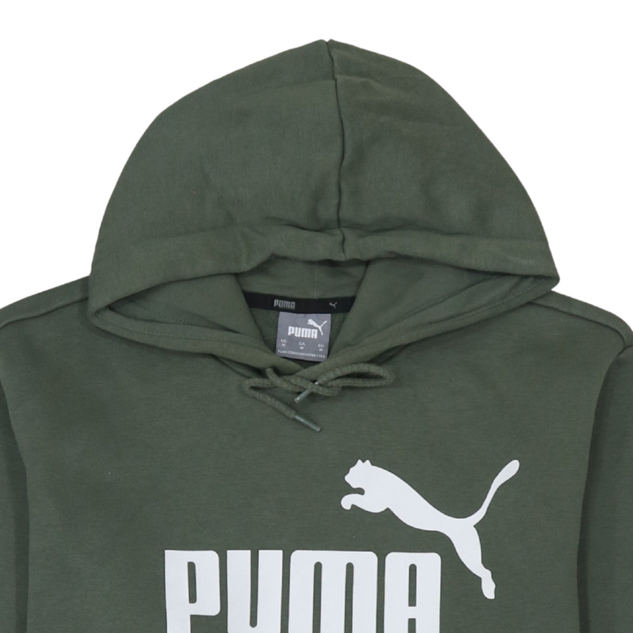 Puma Men's Green Pullover Hoodie Medium Sports Fleece Logo