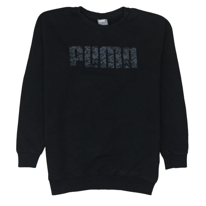 Puma Womens Black Size 12 Crew Neck Pullover Sweatshirt