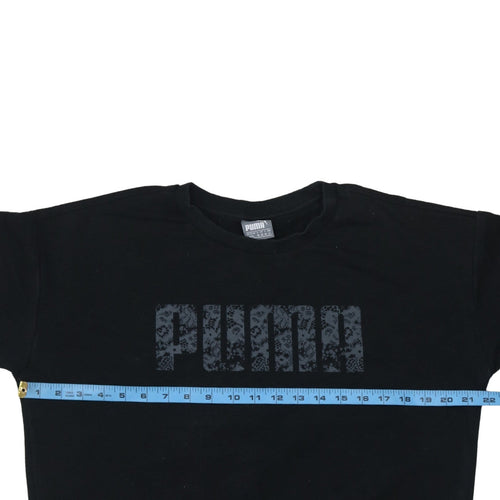 Puma Womens Black Size 12 Crew Neck Pullover Sweatshirt