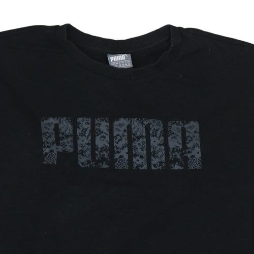 Puma Womens Black Size 12 Crew Neck Pullover Sweatshirt