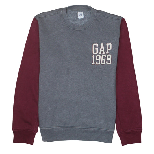 GAP Men's Grey Maroon Logo 1969 Crew Neck Sweatshirt Size M