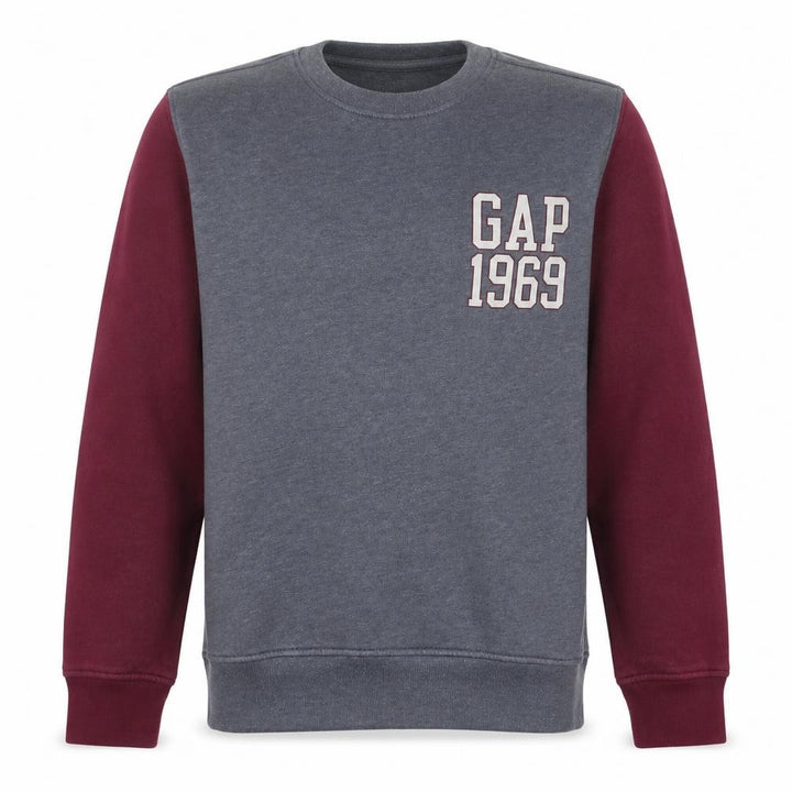Gap Men's Grey Maroon Logo 1969 Crew Neck Sweatshirt Size M