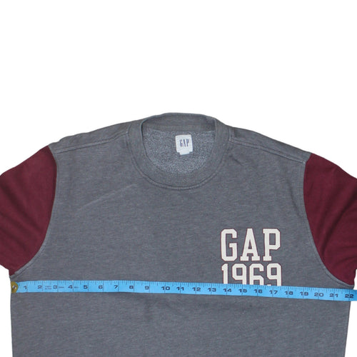 GAP Men's Grey Maroon Logo 1969 Crew Neck Sweatshirt Size M