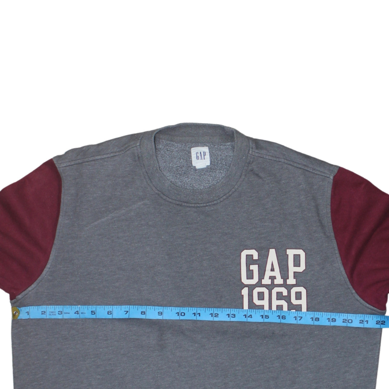GAP Men's Grey Maroon Logo 1969 Crew Neck Sweatshirt Size M