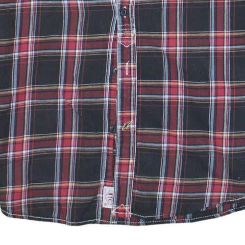 Tommy Hilfiger Men's Red Plaid Long Sleeve Cotton Button-Up Shirt Size L