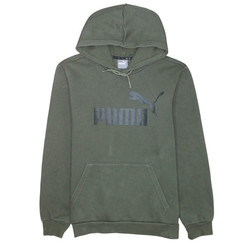 Puma Mens Green Pullover Hoodie Small Logo Sports Sweatshirt