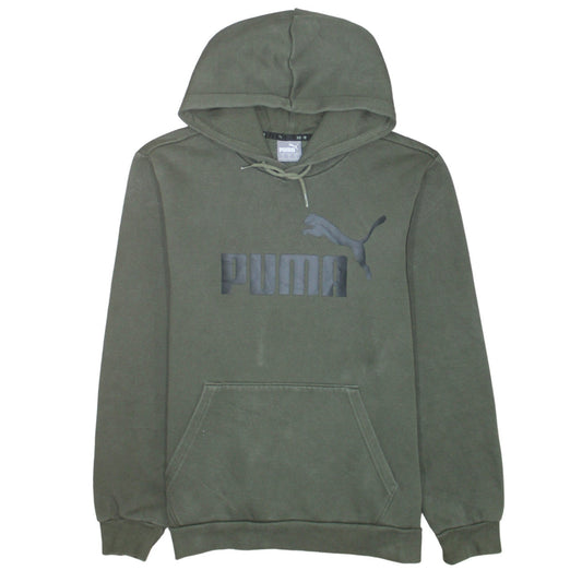 Puma Mens Green Pullover Hoodie Small Logo Sports Sweatshirt