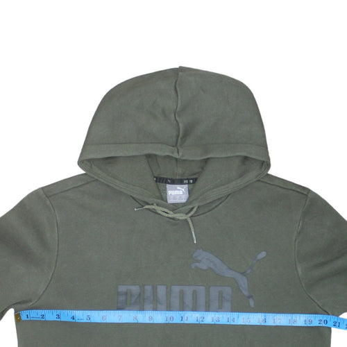 Puma Mens Green Pullover Hoodie Small Logo Sports Sweatshirt