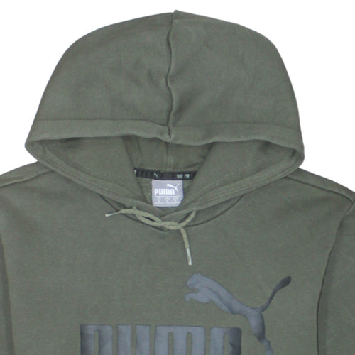 Puma Mens Green Pullover Hoodie Small Logo Sports Sweatshirt