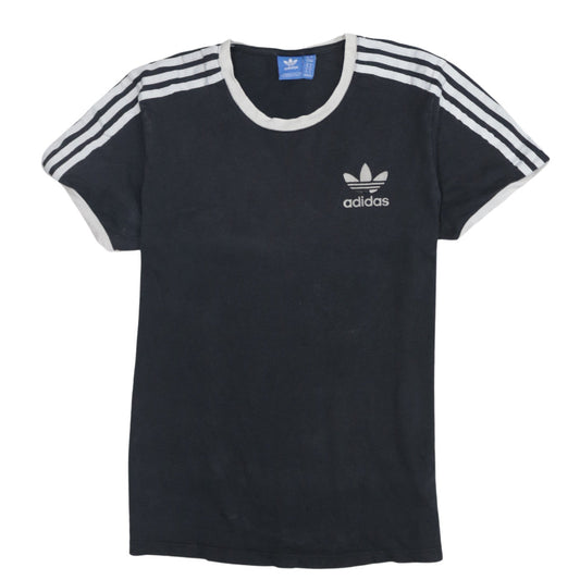 Adidas Women's Black Ringer Short Sleeve Cotton T-Shirt Size 8