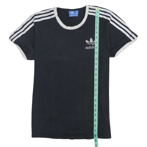 Adidas Women's Black Ringer Short Sleeve Cotton T-Shirt Size 8