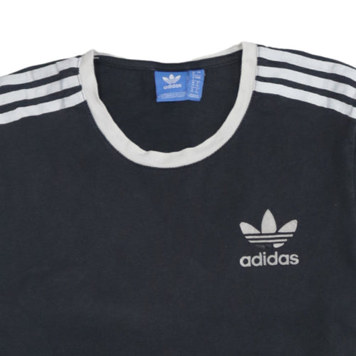 Adidas Women's Black Ringer Short Sleeve Cotton T-Shirt Size 8