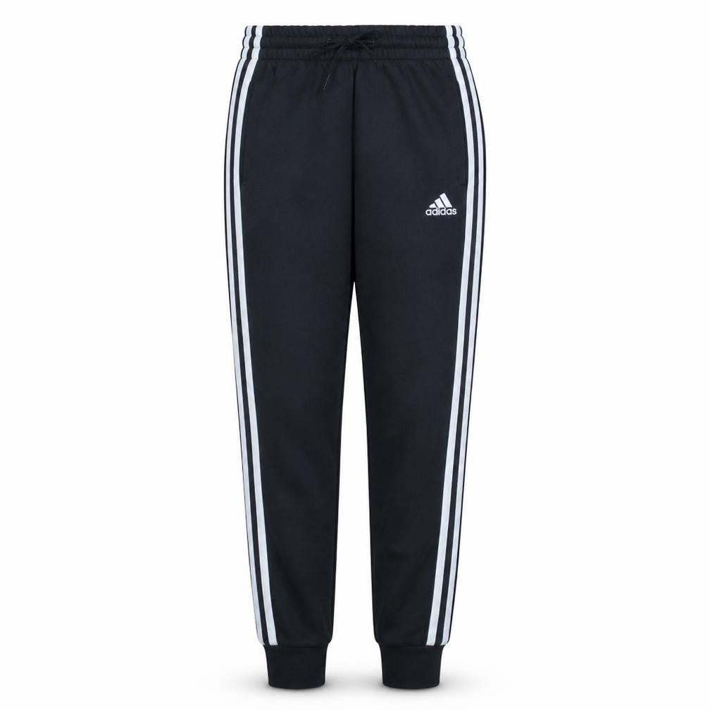 Front view of Adidas women’s black xs jogger sweatpants with side stripes